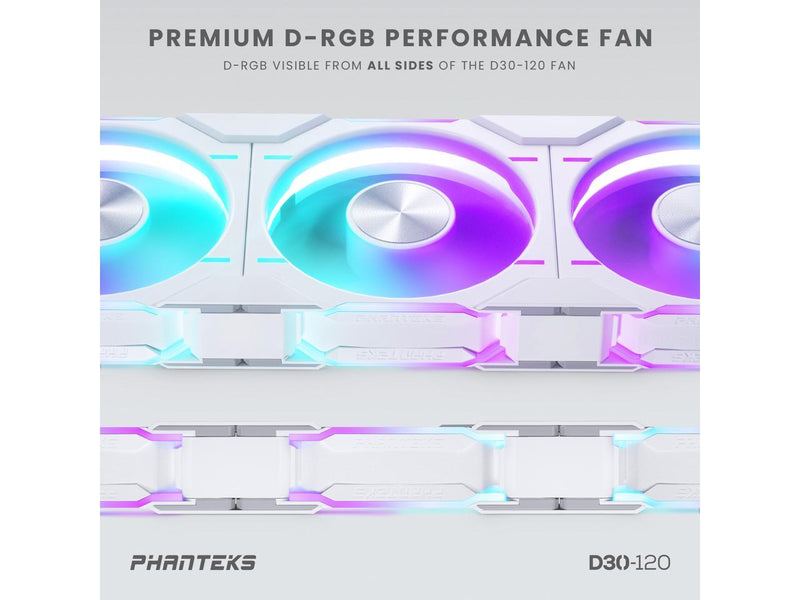 Phanteks D30-120 DRGB PWM FAN 3Pack, Premium D-RGB Performance Fans, ARGB/DRGB