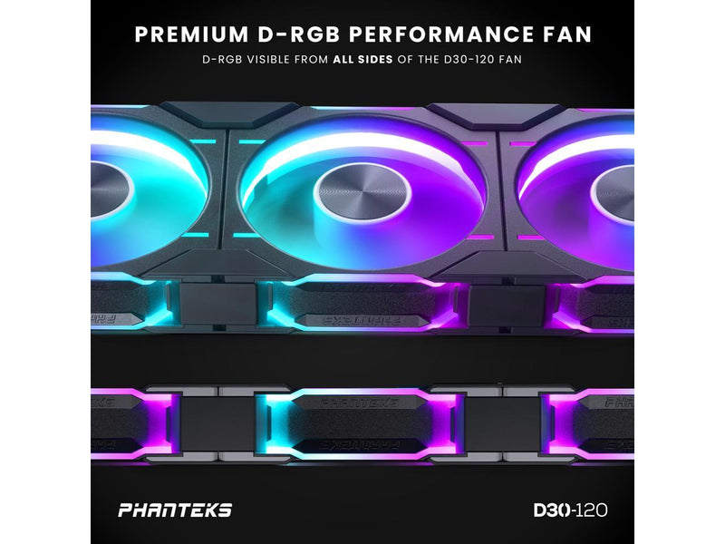 Phanteks D30-120 DRGB PWM FAN 3Pack, Reverse Airflow Model, Premium D-RGB