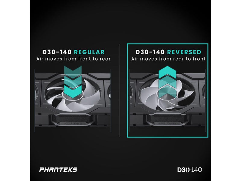 Phanteks D30-140 DRGB PWM FAN 3Pack, Reverse Airflow Model, Premium D-RGB