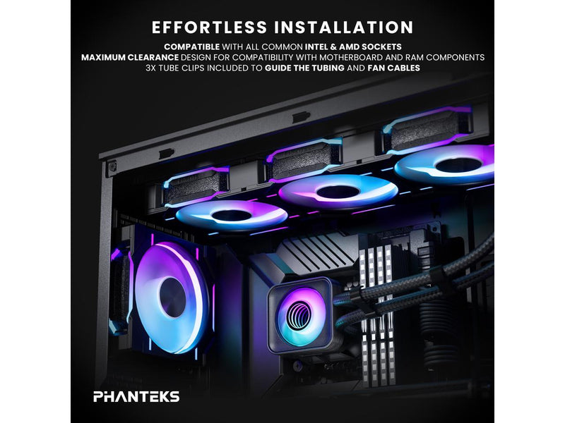 Phanteks Glacier One 360D30 X2 AIO Liquid CPU Cooler, Evolv X2-Design AIO Cap