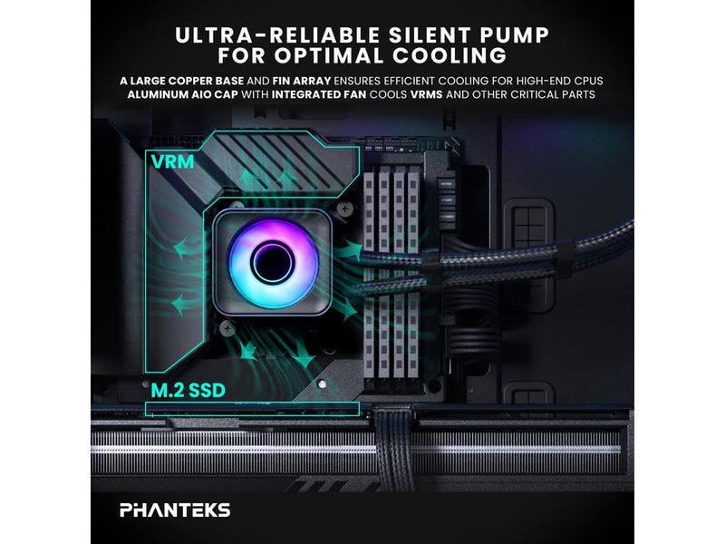 Phanteks Glacier One 360D30 X2 AIO Liquid CPU Cooler, Evolv X2-Design AIO Cap
