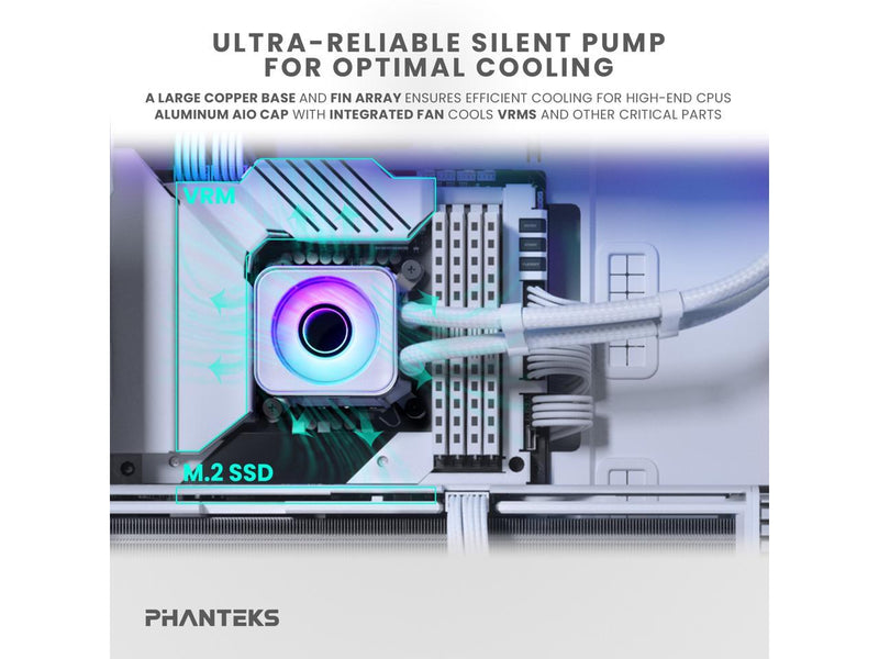 Phanteks Glacier One 360D30 X2 AIO Liquid CPU Cooler, Evolv X2-Design Cap