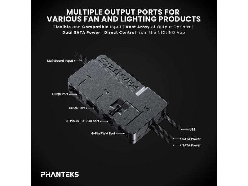 Phanteks Nexlinq Hub V2, Fan & Lighting control Windows App, Multiple channel