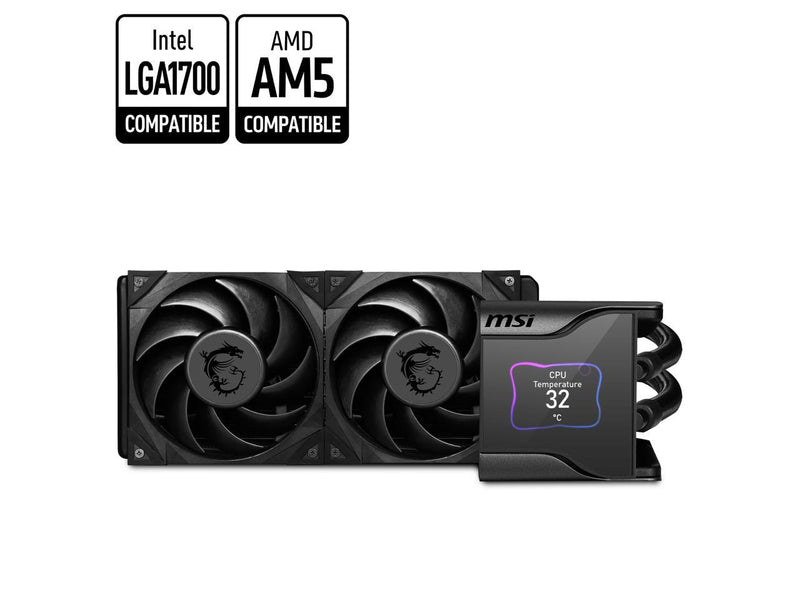 MSI MEG CoreLiquid S280 - AIO CPU Liquid Cooler - 2.4" IPS Display - 280mm