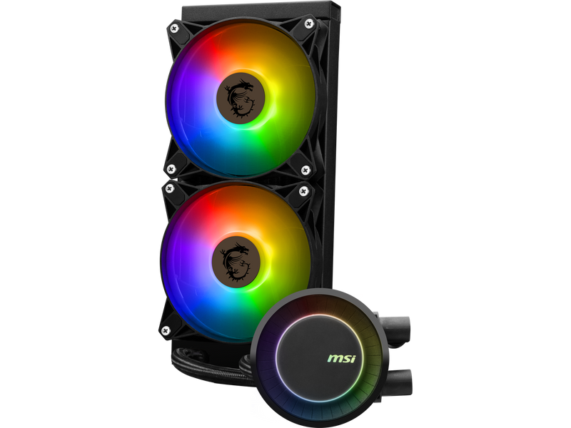 MSI MAG CoreLiquid E240 Black - AIO ARGB CPU Liquid Cooler - Rotating Cap Design