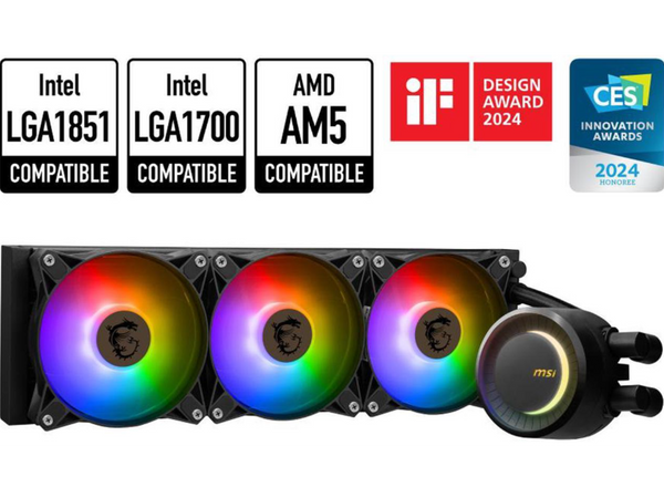 MSI MAG CoreLiquid E360 Black - AIO ARGB CPU Liquid Cooler - Rotating Cap Design