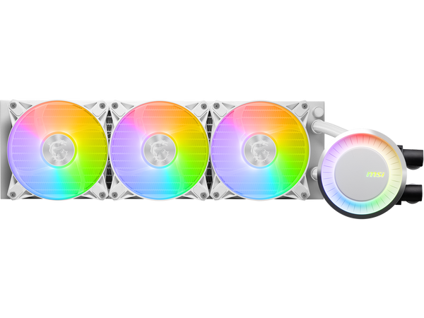 MSI MAG CoreLiquid E360 White - AIO ARGB CPU Liquid Cooler - Rotating Cap Design