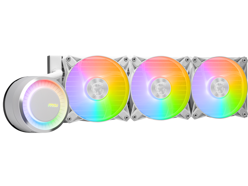 MSI MAG CoreLiquid E360 White - AIO ARGB CPU Liquid Cooler - Rotating Cap Design