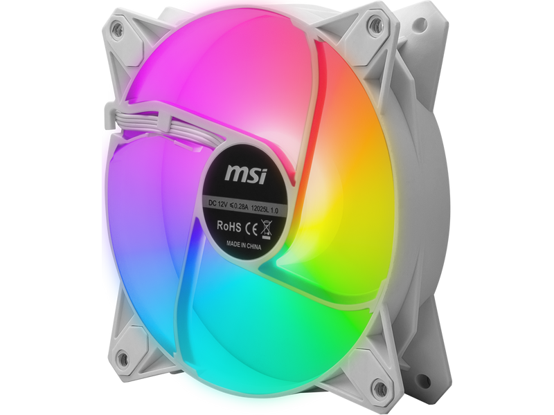 MSI MPG F120 ARGB-2W 120mm PWM Addressable RGB LED Case Fan White -