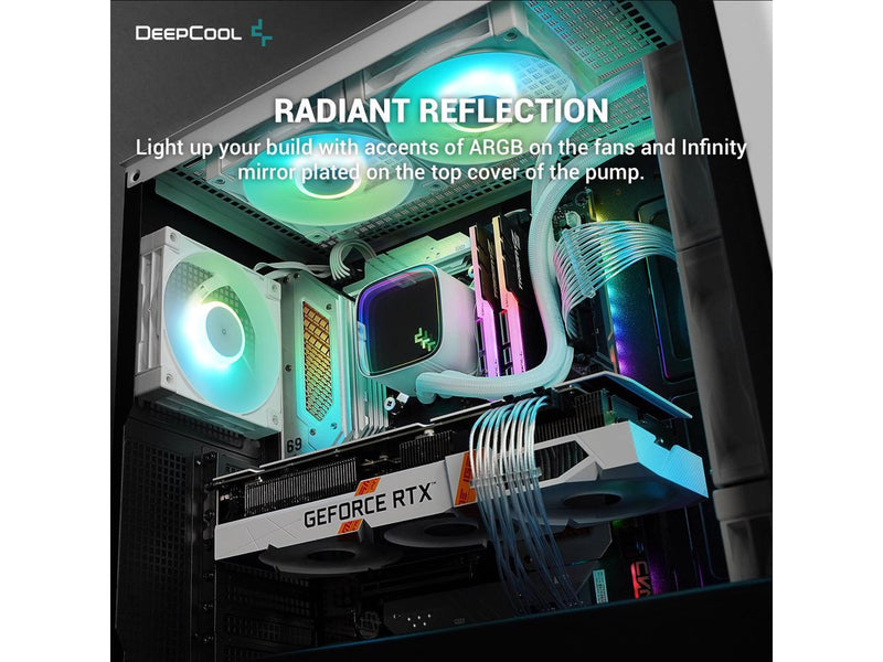 DeepCool LS520 SE WH Liquid Cooler 240mm 4th Gen Dual-Chamber Pump 3100RPM 280w
