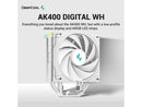 DeepCool AK400 DIGITAL WH Air Cooler, Single Tower, Real-Time CPU Status Screen,