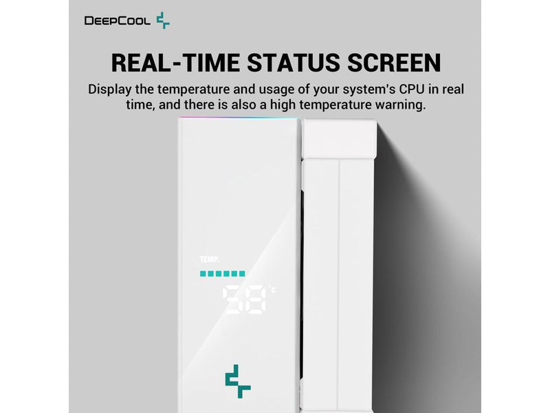 DeepCool AK400 DIGITAL WH Air Cooler, Single Tower, Real-Time CPU Status Screen,