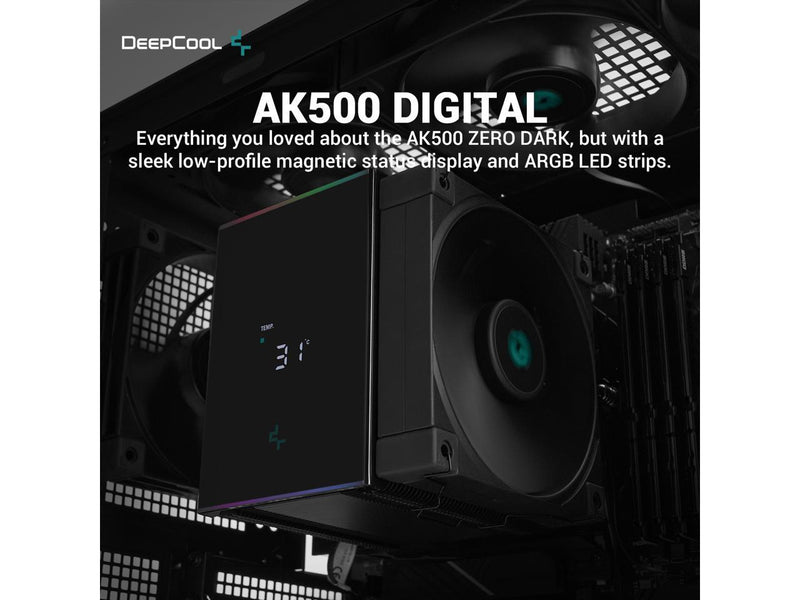 DeepCool AK500 DIGITAL Air Cooler, Single Wide Tower, Real-Time CPU Status