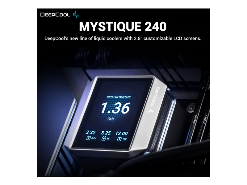 DeepCool MYSTIQUE 240 LCD Liquid Cooler 240mm 5th Gen Pump 3400RPM AIO 2.8"