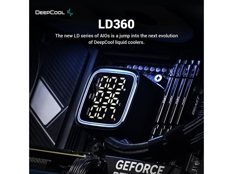 DeepCool LD360 Liquid Cooler 360mm 5th Gen Pump 3400 RPM AIO Real-time CPU