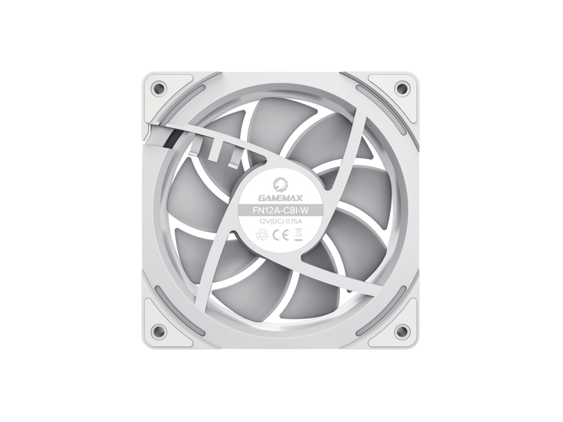 GAMEMAX FN12A-C8I-W, 120mm White frame ARGB Fan - High-Performance Cooling Fan