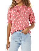 AMAZON ESSENTIALS WOMEN'S FLUID TWILL SHORT PUFF SLEEVE RUFFLE - SIZE: L - Brand New