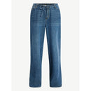 NO BOUNDARIES MINI WAISTBAND WIDE LEG PANTS - SIZE: WOMEN M - DARK WASH - Brand New
