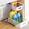 TISTAYA PULL-OUT UNDER KITCHEN SINK ORGANIZER, HEIGHT ADJUSTABLE, WHITE - Like New