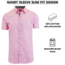 GALAXY BY HARVIC MENS SLIM FIT SHORT SLEEVE BUTTON UP SHIRT - SIZE: MEN S - PINK - Brand New