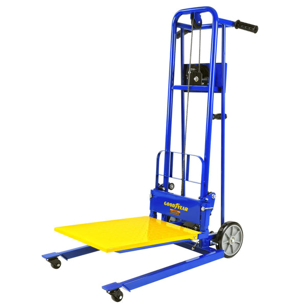 Goodyear Material Lift Winch Stacker Pallet Truck Dolly 330 Lbs 40" Max Lift - Like New