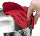 KITCHEN GIZMO SNAP N STRAIN STRAINER CLIP ON SILICONE COLANDER - RED - Like New