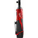 MILWAUKEE M12 CORDLESS 3/8 IN. RATCHET KIT 2457-21 - RED BLK - Like New