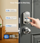 VEISE KS02A FINGERPRINT KEYLESS ENTRY DOOR LOCK, SATIN NICKEL - Like New