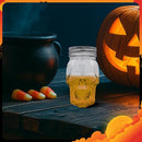 DURA LIVING Set of 2 Skull Mason Jar Glasses with Lids | 16oz - Like New