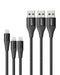 Anker Powerline+ II Lightning Cable, 3 Pack 3'+ 3' + 6', MFI, B8452012 - Black Like New