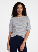TIME AND TRU WOMEN'S CREWNECK TEE PUFF SLEEVES - : 3XL - MOTHER OF PEARL STRIPE - Brand New