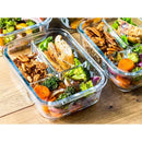 LEXI HOME 51 OZ. 3-COMPARTMENT BOROSILICATE GLASS FOOD STORAGE - CLEAR/BLUE - Like New