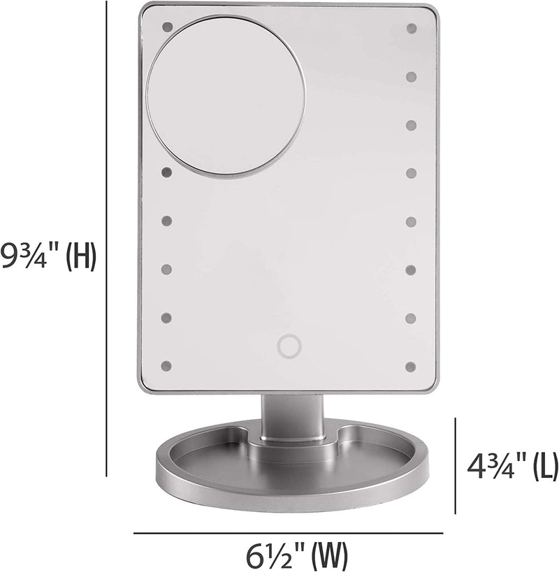 685764B1F Estelle Makeup Mirror - 16 Bright LEDs - Metallic Gray Like New