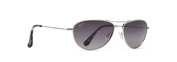 MAUI JIM GRAY BABY BEACH MAUI PURE - SIZE: MEN 56-18 - SILVER FRAME/NATURAL GRAY - Like New
