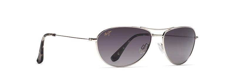 MAUI JIM GRAY BABY BEACH MAUI PURE - SIZE: MEN 56-18 - SILVER FRAME/NATURAL GRAY - Like New