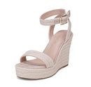 VICKI VICKI Women's Platform Sandals Wedge Ankle Open Toe Apricot Size 7 - Like New