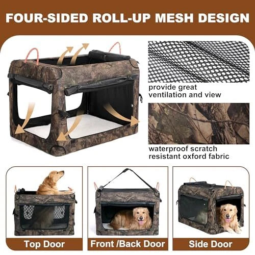 KOOPRO 40 INCH COLLAPSIBLE DOG CRATE, PORTABLE SOFT-SIDED 40.0 - Like New