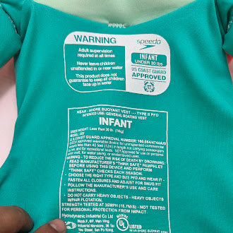 SPEEDO INFANT LIFE VEST - PINK: ZIPPER BUCKLE CLOSURE - 30 LBS - TEAL/ORANGE - Like New