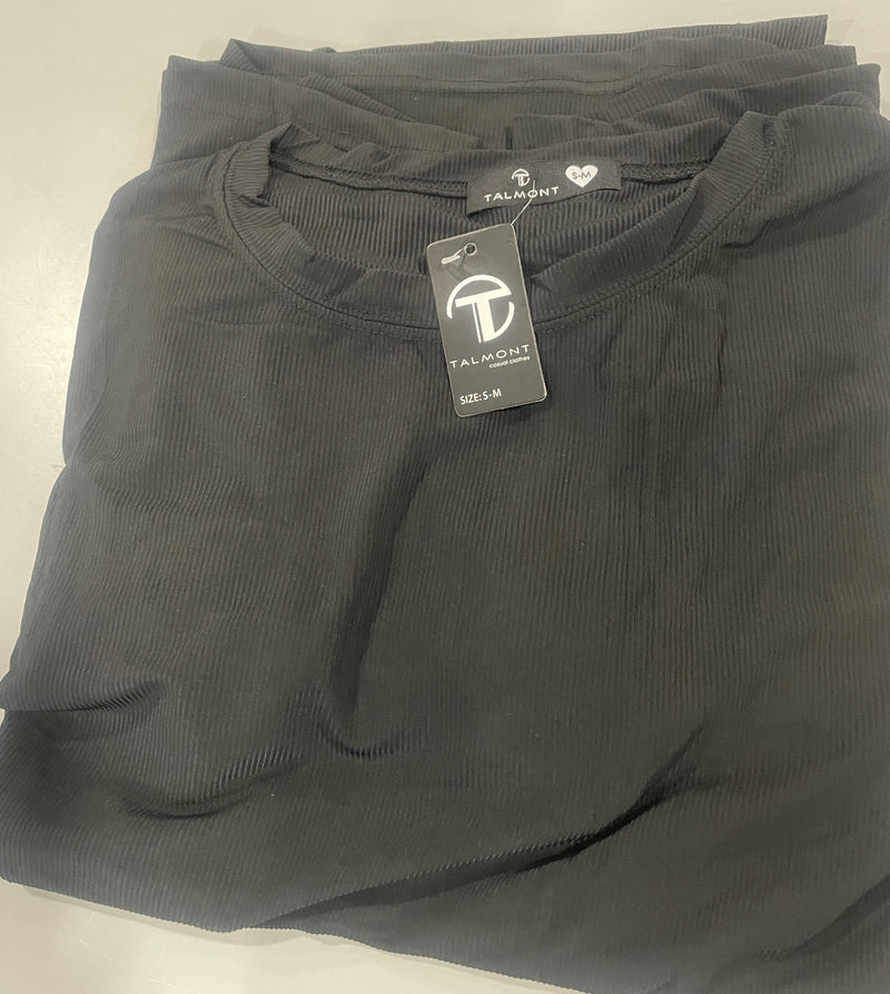 TALMONT WOMEN'S PAJAMA SET SHORT SLEEVE 2 PIECE LOUNGE SET, SIZE: S-M - BLACK - Brand New