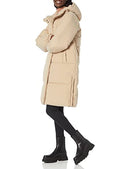 AMAZON ESSENTIALS WOMEN'S OVERSIZED LONG HOODED INSULATED PUFFER JACKET - TAN - Like New