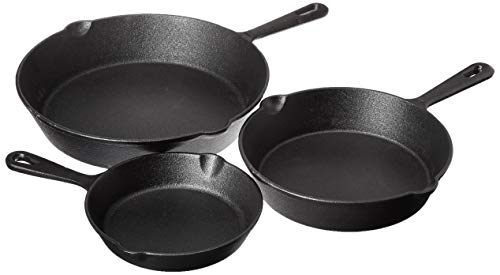 Jim Beam Set of 3 Pre Seasoned Cast Iron Skillets, JB0195, - Scratch & Dent
