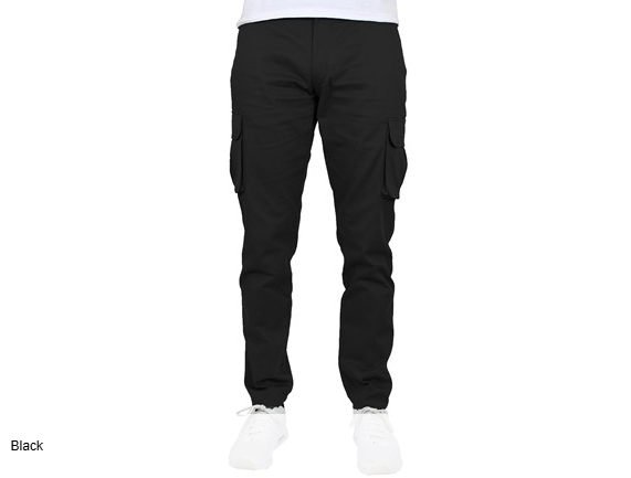 BLU ROCK MEN'S FLEX STRETCH COTTON CARGO PANTS - SIZE: MEN 36 - BLACK - Brand New