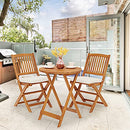 Toolsempire 3 Pieces Patio Bistro Set Acacia Wood Round Coffee Table - Cream - Brand New