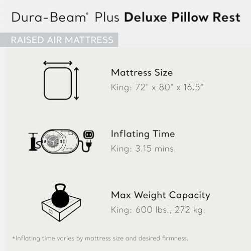 Intex King Air Mattress, Dura-Beam Plus 16.5" Inflatable Bed Built-in Pump Gray - Like New