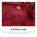 COACH COLORED DYE DENIM CARGO TOTE 26, K2457-CZ430 - RED RUBY - Like New