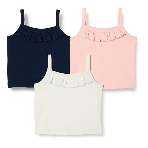 AMAZON ESSENTIALS GIRLS COTTON CROP CAMISOLE, 3PK WOMEN XS - IVORY/NAVY/PINK - Like New