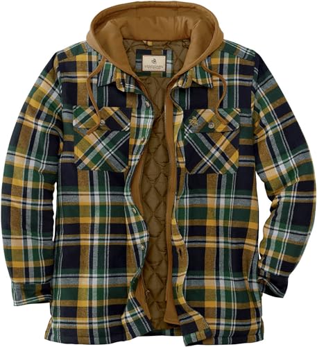 LEGENDARY WHITETAILS MEN'S MAPLEWOOD HOODED SHIRT JACKET - SIZE: MEN L - PLAID - Brand New