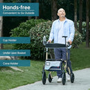 ELENKER ALL-TERRAIN ROLLATOR WALKER WITH SEAT OUTDOOR ROLLING WALKER - CHAMPAGNE - Like New