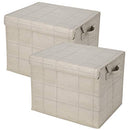 VENO 2 Pack Large Foldable Storage Bin with Lid (Cream/Windowpane) - New - Brand New