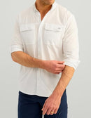 HUK MENS NEXT LEVEL SOLID LONG SLEEVE FISHING BUTTON DOWN SHIRT - SIZE L - WHITE - Brand New